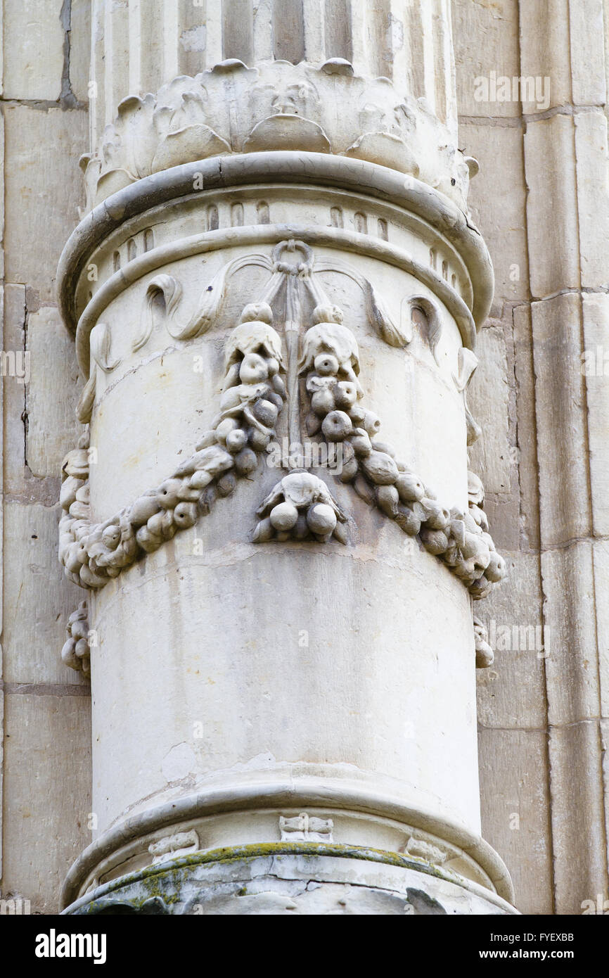 Ionic columns details. Renaissance architecture from Spain Stock Photo