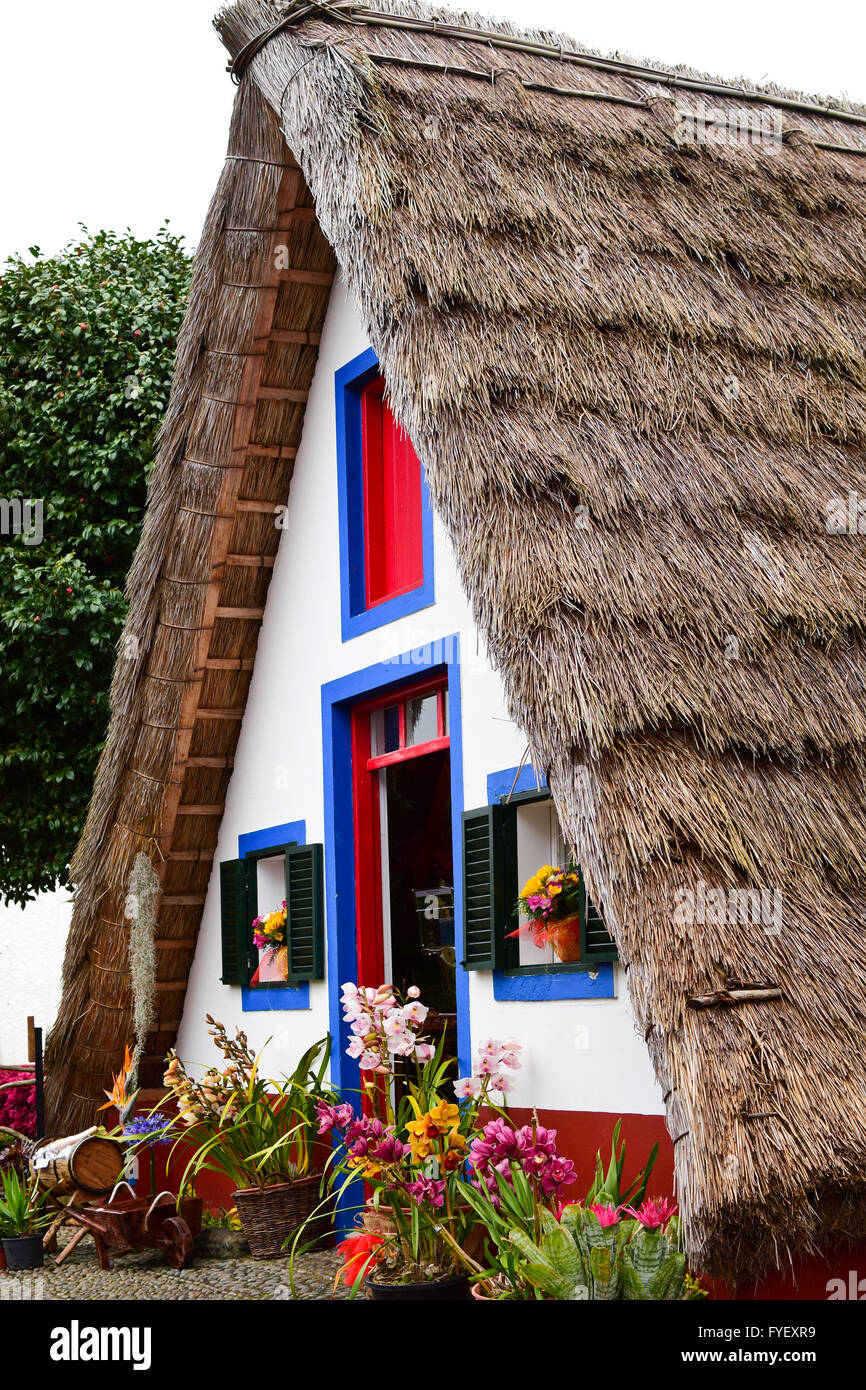Traditional Santana house in Madeira, Portugal Stock Photo