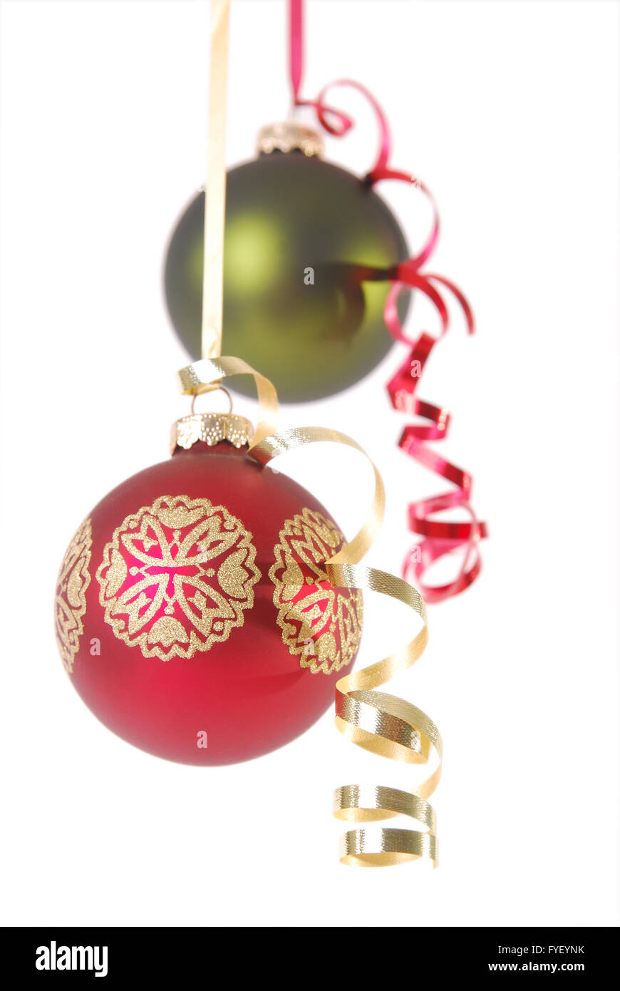 Red and green Christmas ornaments Stock Photo Alamy