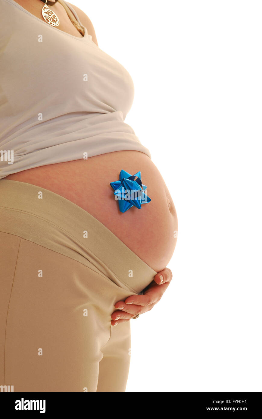 Pregnant woman blue bow hi-res stock photography and images - Alamy