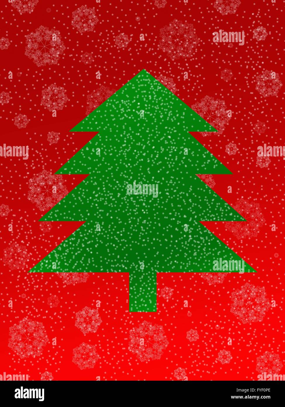 Christmas tree illustration isolated against a red background Stock ...