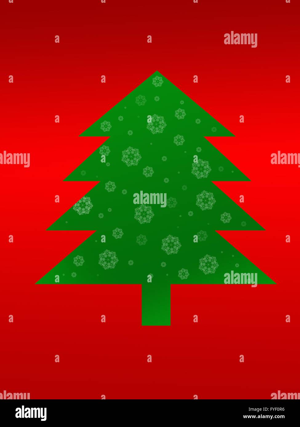 Christmas tree illustration isolated against a red background Stock ...