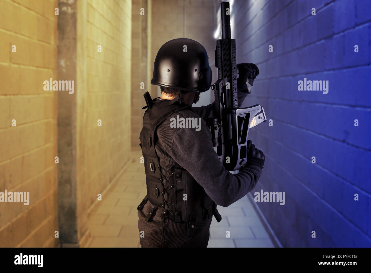 Airport security, armed police wearing bulletproof vests Stock Photo