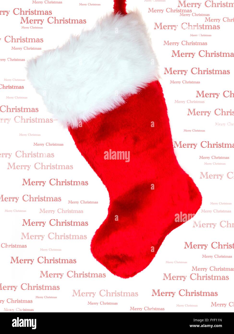 A Christmas Stocking isolated against a white background Stock Photo