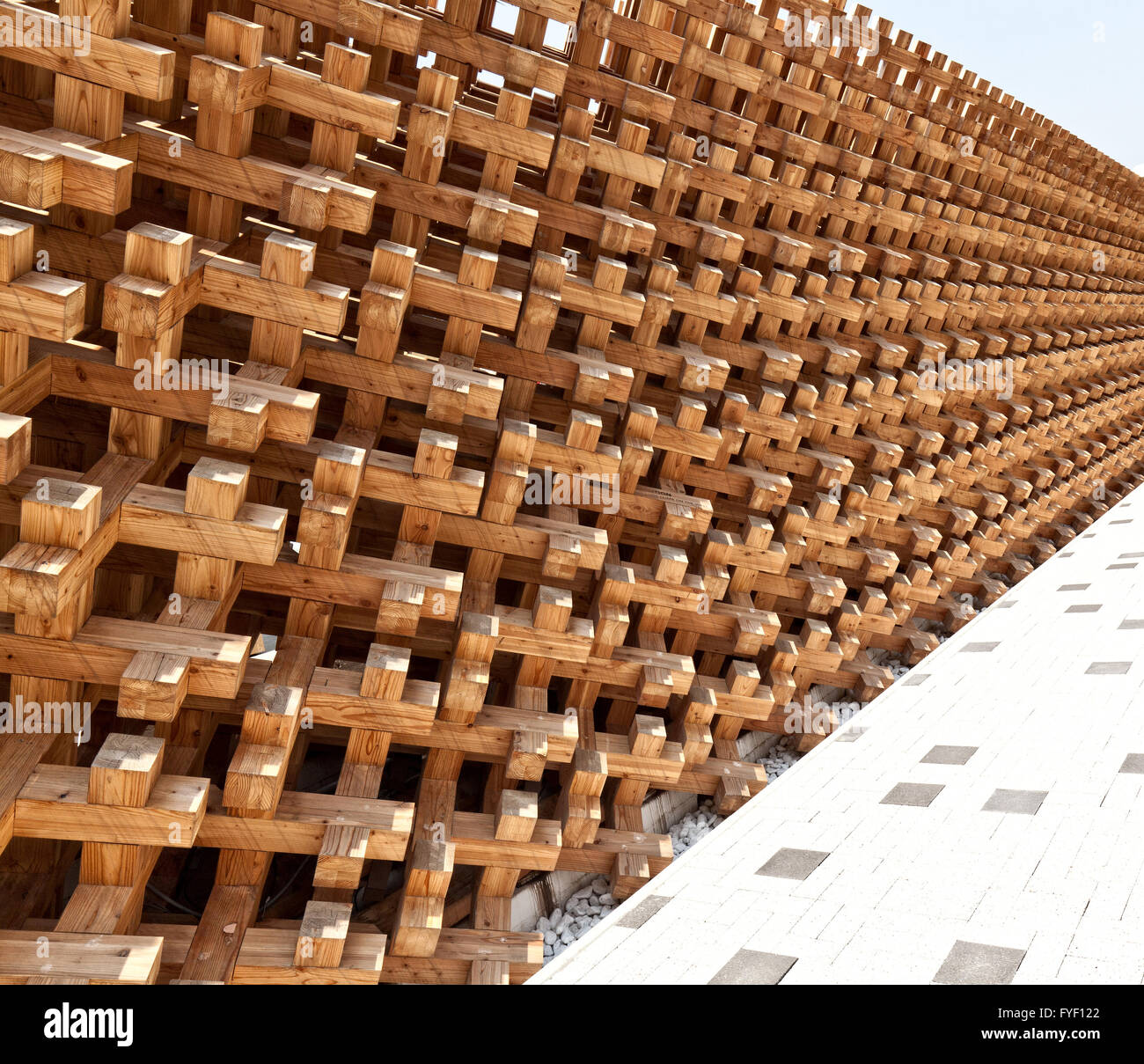 detail of modern natural wood structure Stock Photo