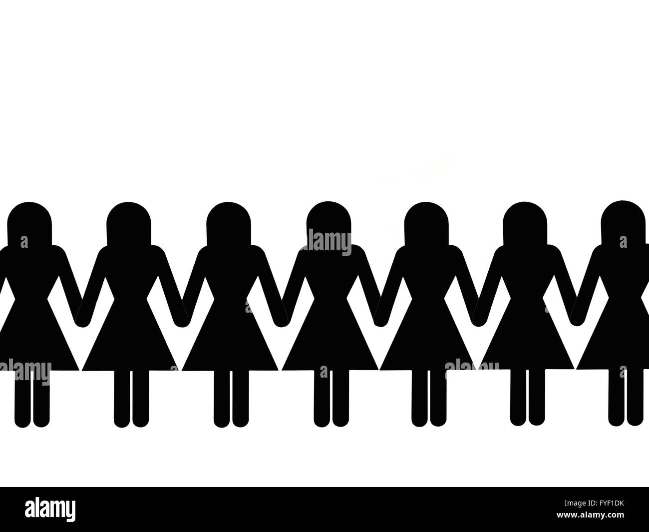 Female cutout figurines isolated against a black background Stock Photo
