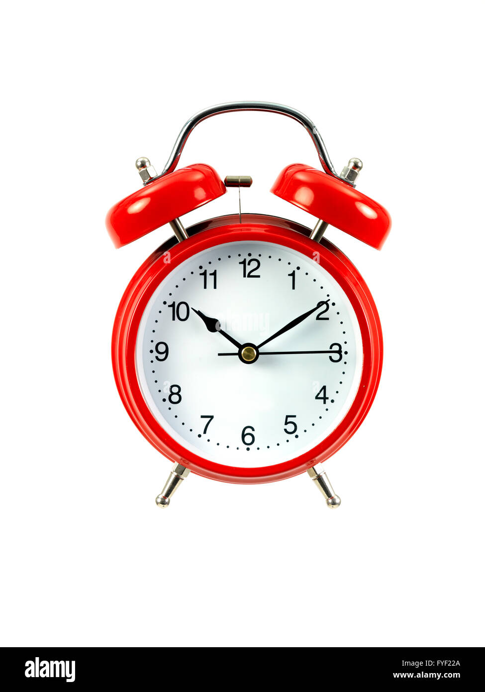An alarm clock isolated ahgainsdt a white background Stock Photo Alamy