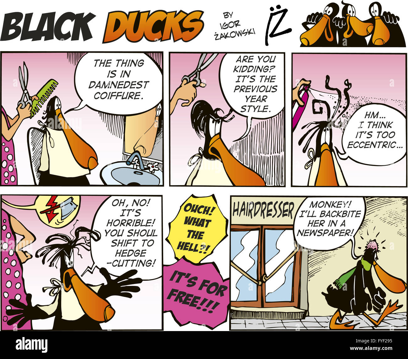 Black Ducks Comic Strip episode 9 Stock Photo