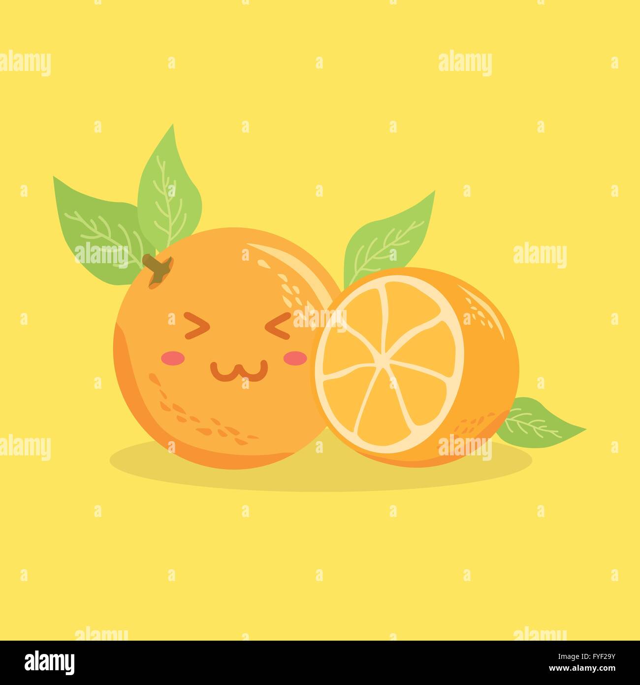 Cute Orange Fruit Face Stock Vector