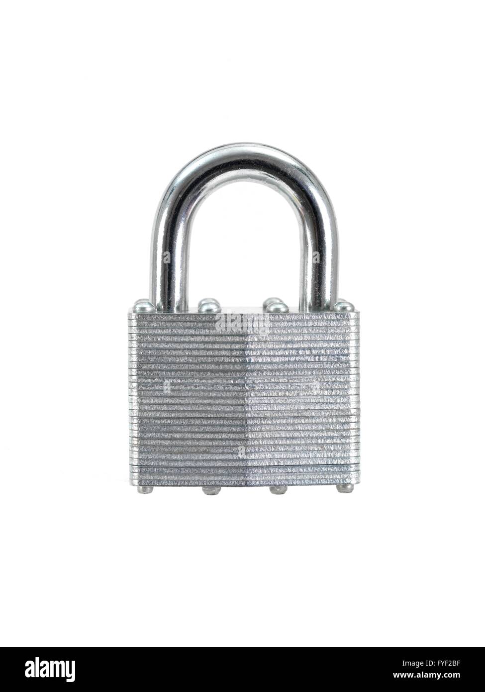 A metal padlock isolated against a white background Stock Photo - Alamy