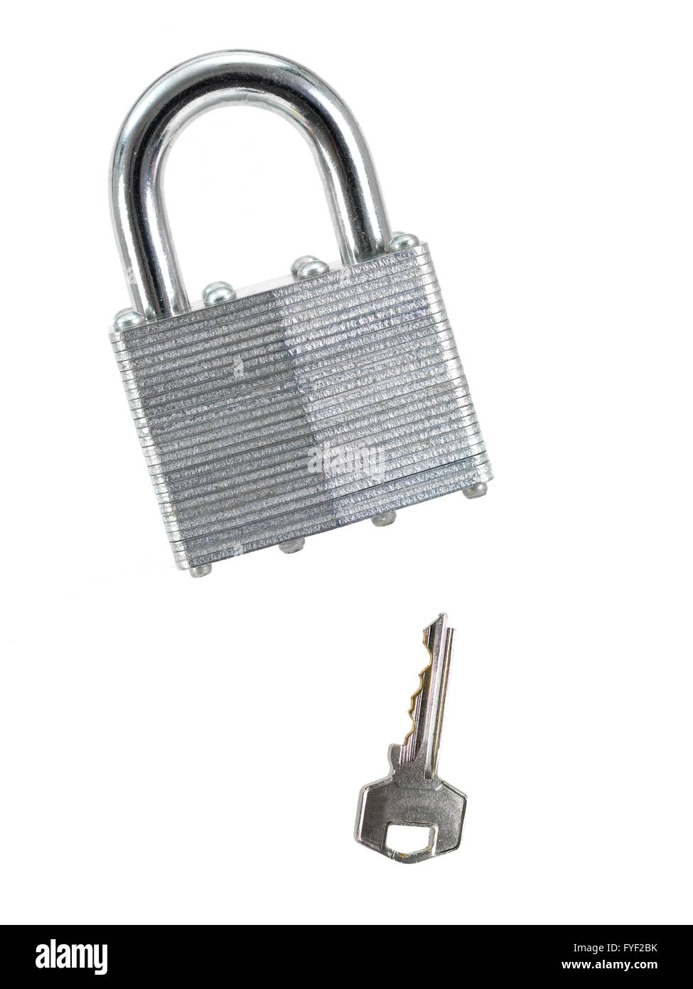 A metal padlock isolated against a white background Stock Photo - Alamy