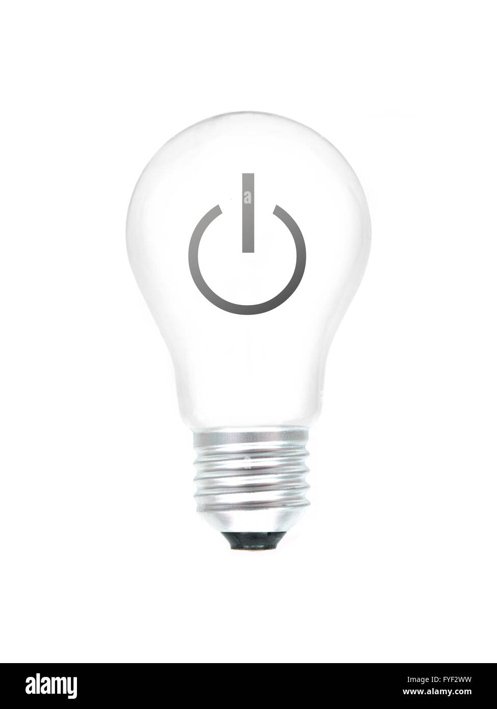 A light bulb with an on switch  isolated against a white background Stock Photo