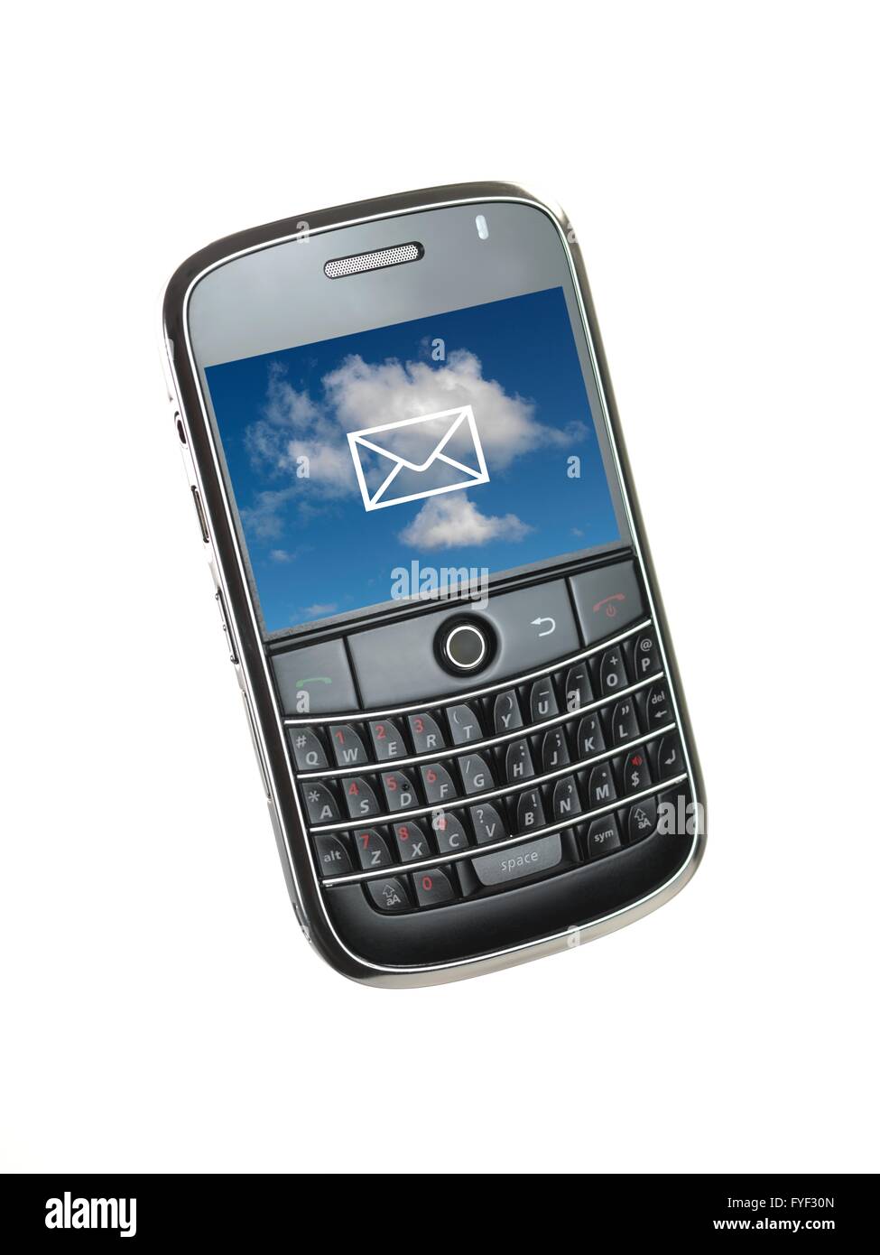 A mobile phone isolated against a white background Stock Photo - Alamy