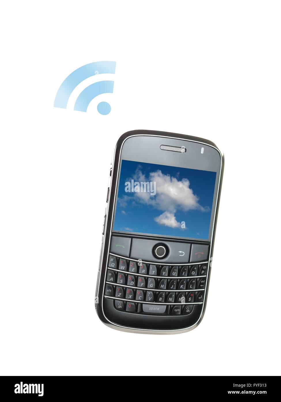 A mobile phone isolated against a white background Stock Photo - Alamy