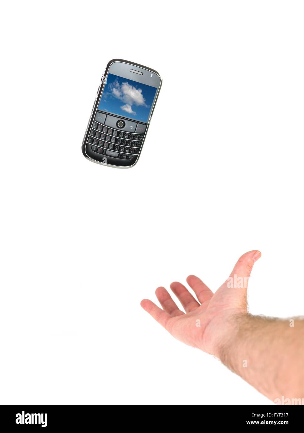 A mobile phone isolated against a white background Stock Photo - Alamy