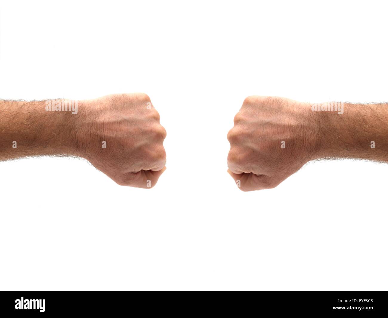 Two hands in the shape of a fists isolated against a white background Stock Photo