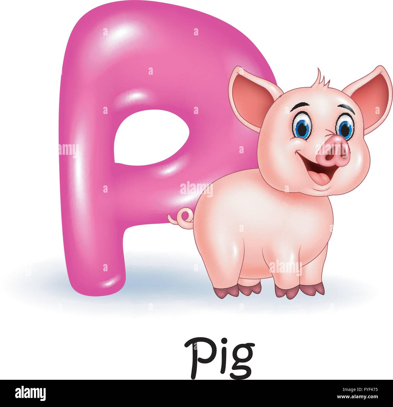 Illustration P of letter for Pig Stock Vector