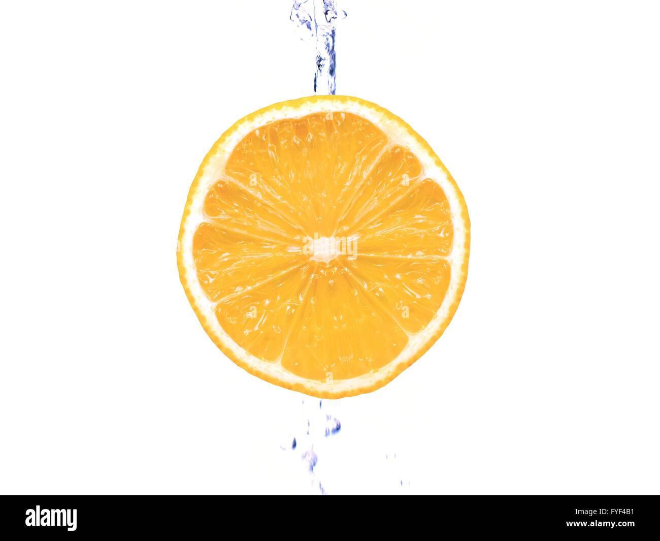 A slice of orange and water isolated on white Stock Photo - Alamy