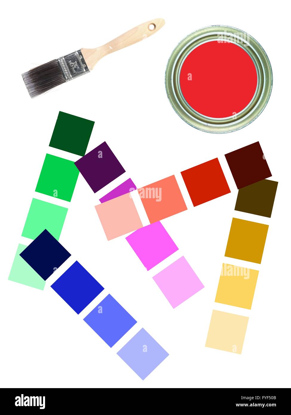 Paint charts isolated against a white background Stock Photo - Alamy