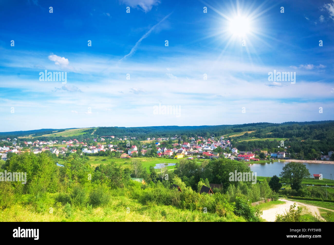 Lovely village in the valley. Sunny Stock Photo - Alamy
