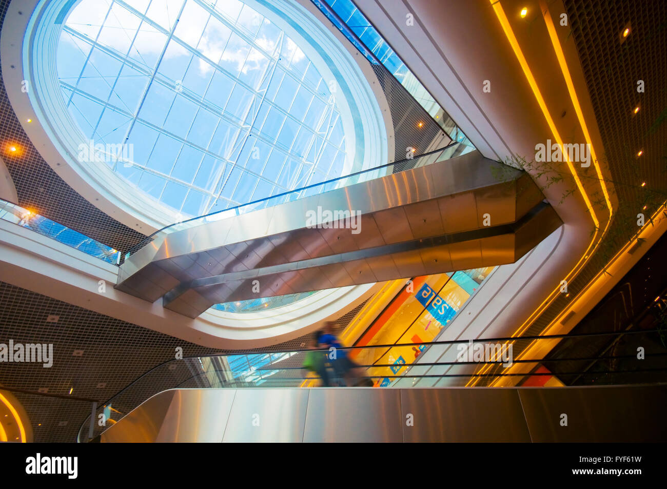 Modern shopping center. The escalators Stock Photo