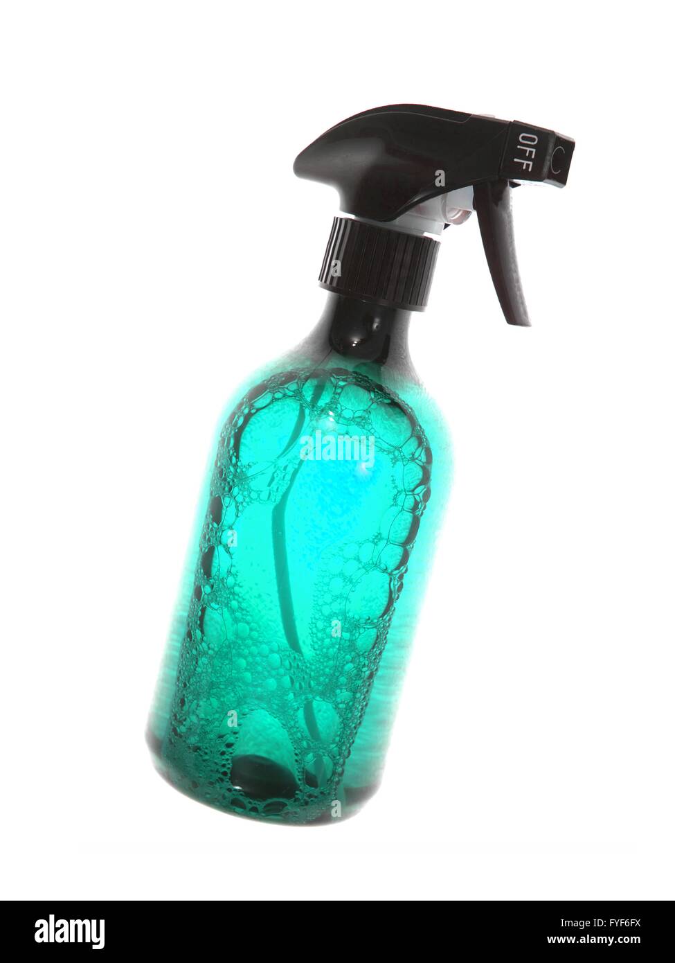 Environmentally safe cleaning products isolated against a white