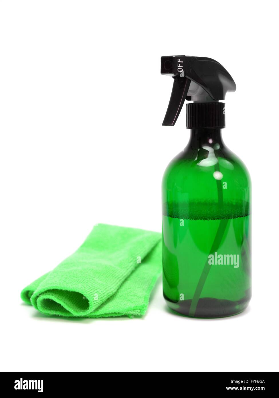 Environmentally safe cleaning products isolated against a white