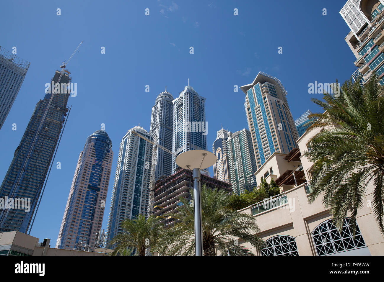 High rise buildings in Dubai Marina and Marina Walk, UAE Stock Photo ...