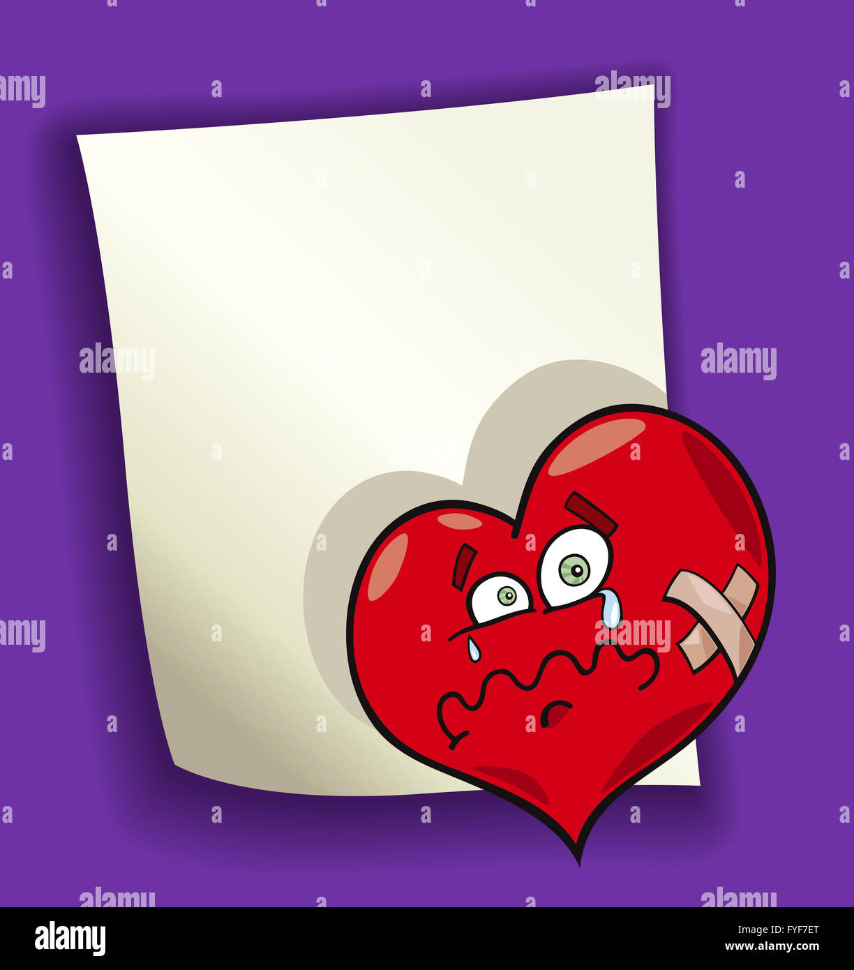 Sad Broken Heart Cartoon Illustration High Resolution Stock Photography