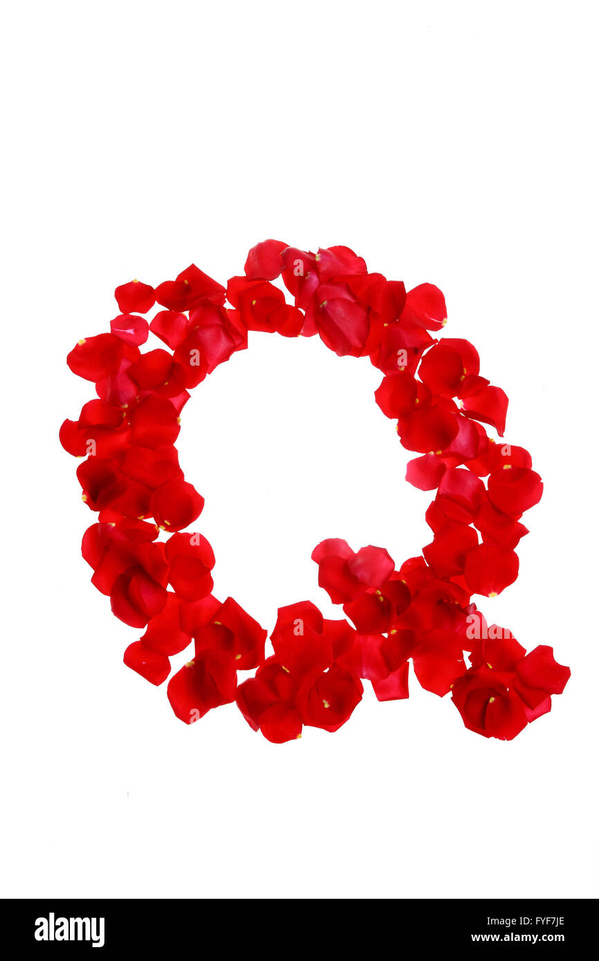 rose petals forming letter Stock Photo Alamy