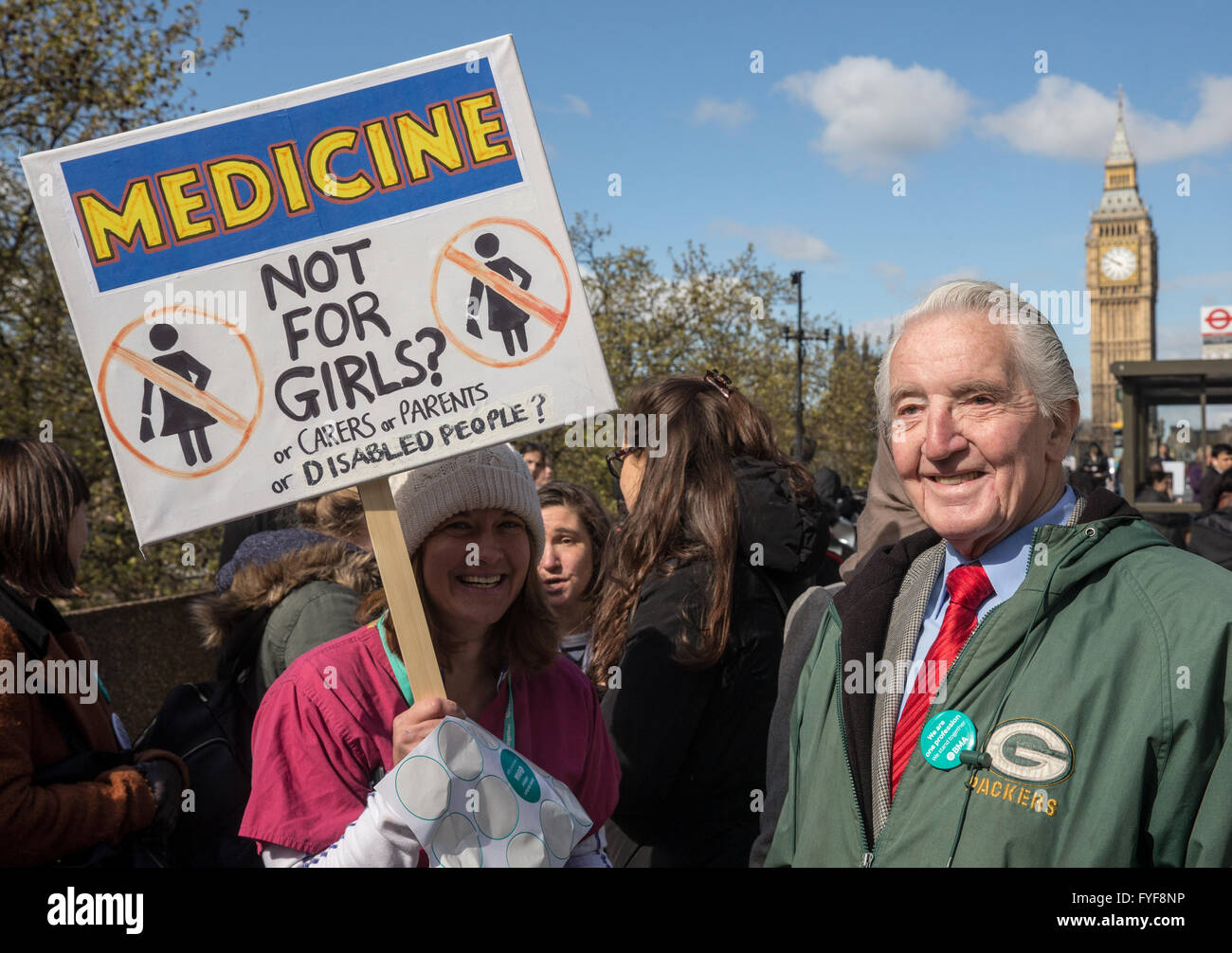 Dennis Skinner, MP for Bolsover,joins the junior doctors on the picket line outside St Thomas' hospital Stock Photo