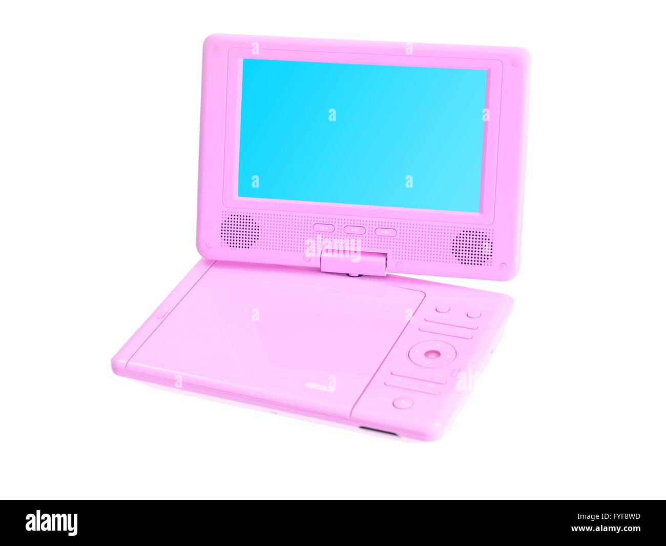 A portable dvd player isolated against a white background Stock Photo