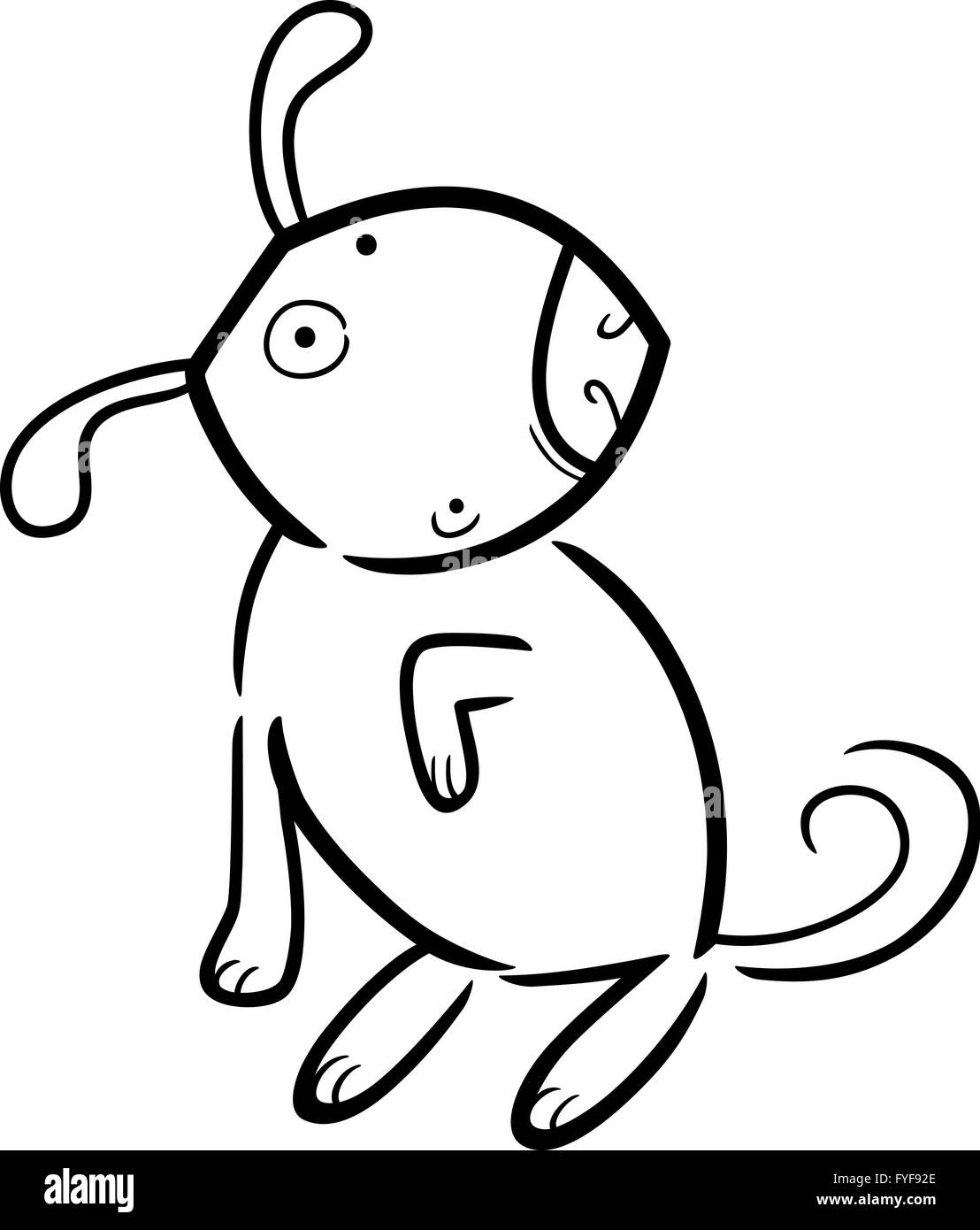 cartoon doodle of dog for coloring Stock Photo