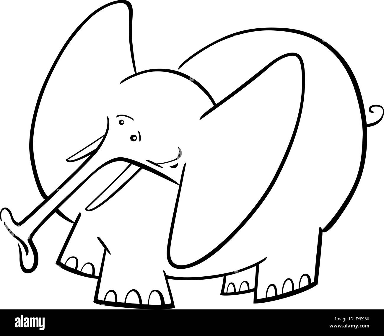 Elephant Cartoon for coloring book Stock Photo