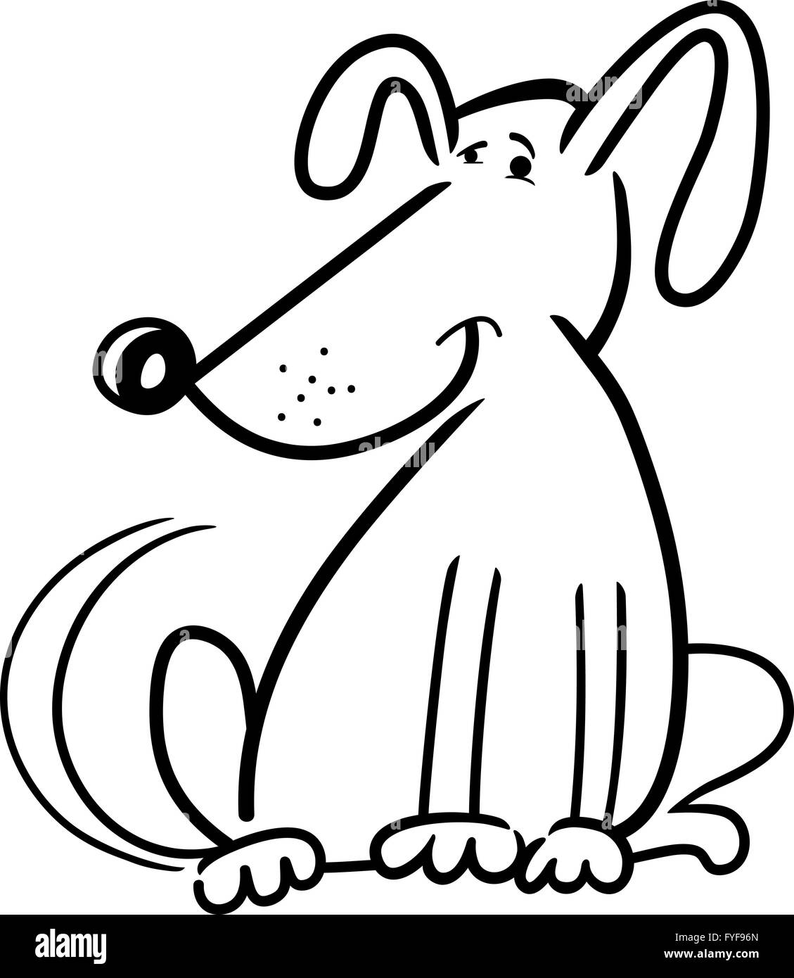 cartoon doodle of funny dog for coloring Stock Photo