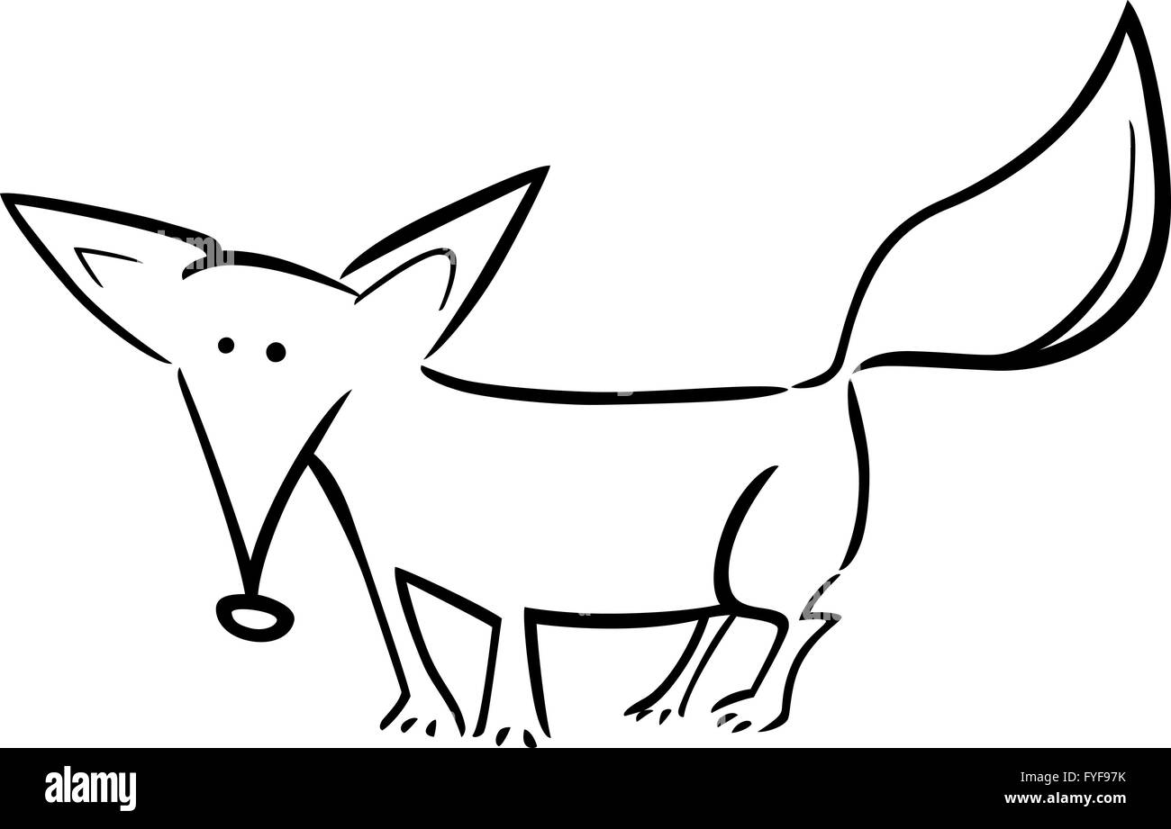 cartoon illustration of fox for coloring Stock Photo