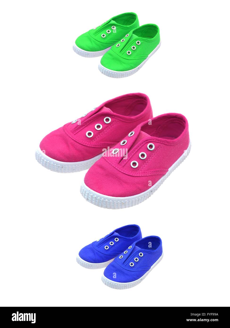 Childrens canvas shoes isolated against a white background Stock Photo