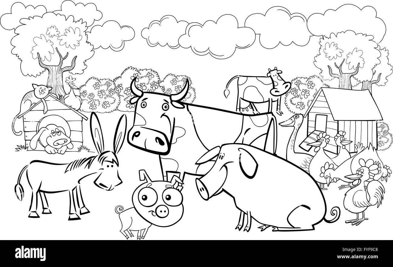 farm animals for coloring book Stock Photo