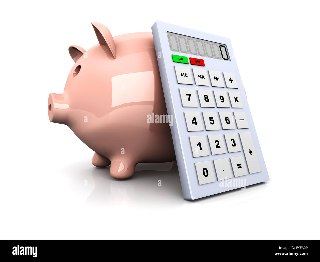 3d render piggy bank calculator Cut Out Stock Images & Pictures - Alamy