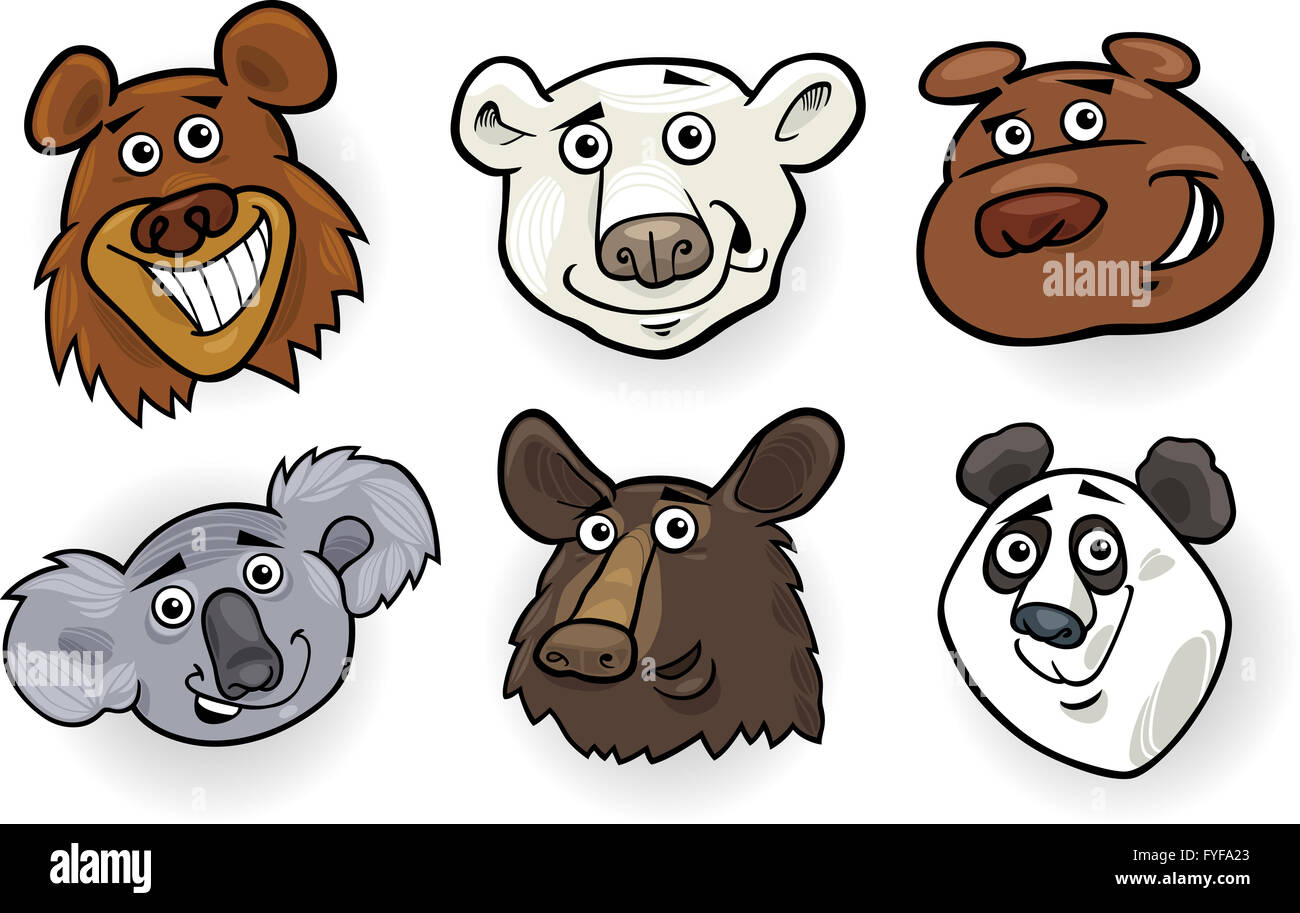 Cartoon bears heads set Stock Photo - Alamy