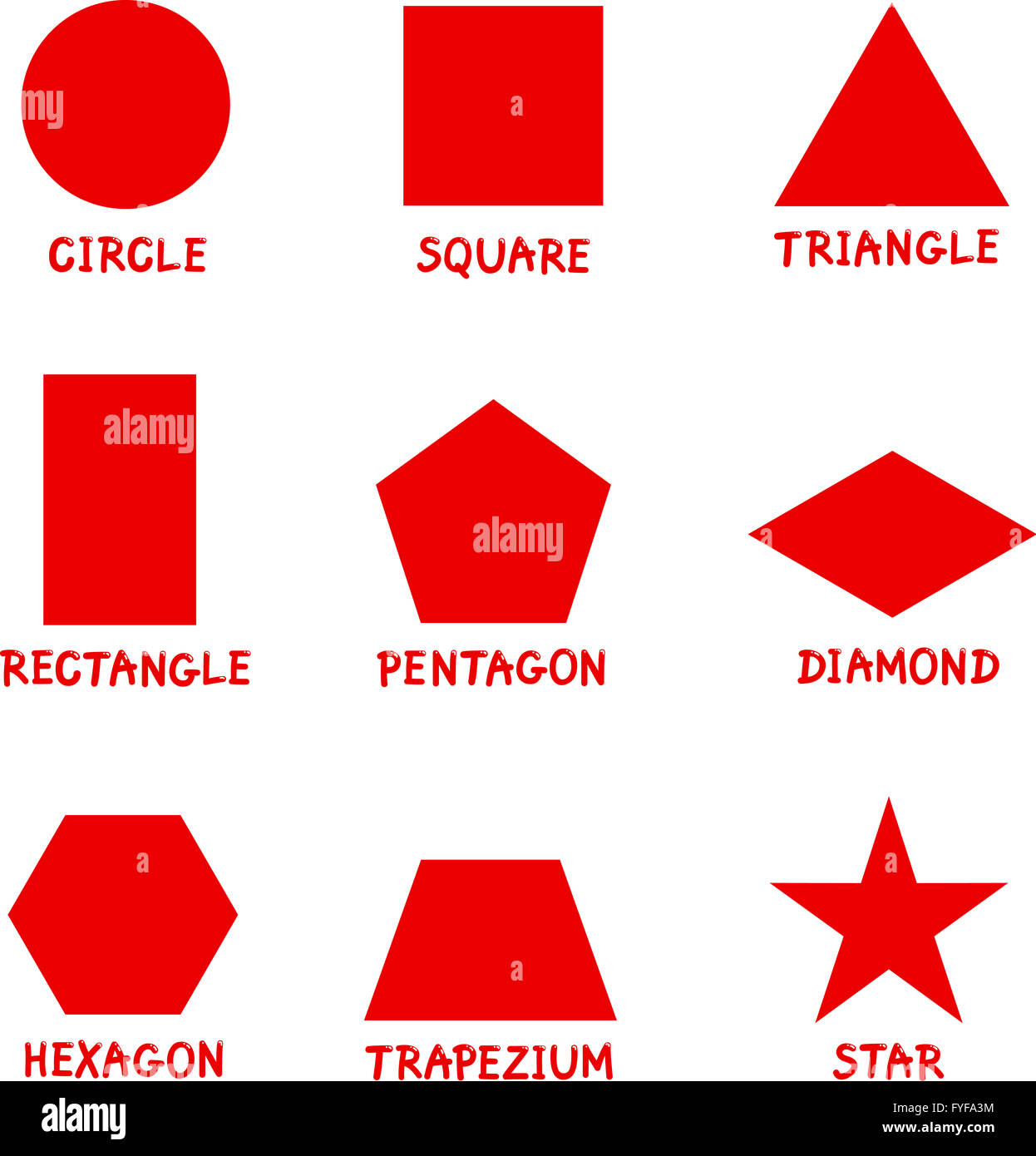Basic Geometric Shapes with Captions Stock Photo