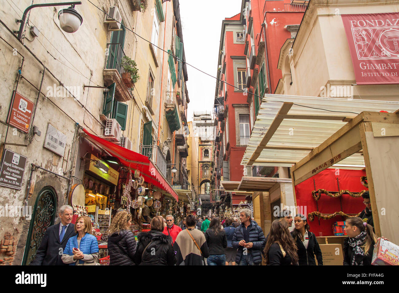 Via San Gregorio Armeno - tradition known around the world with exhibition  center of the craft shops,Spaccanapoli area Stock Photo - Alamy