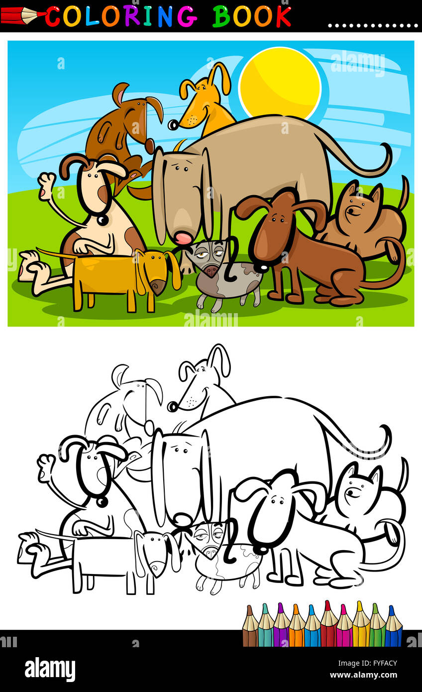Cartoon dogs coloring book page hi-res stock photography and images - Alamy