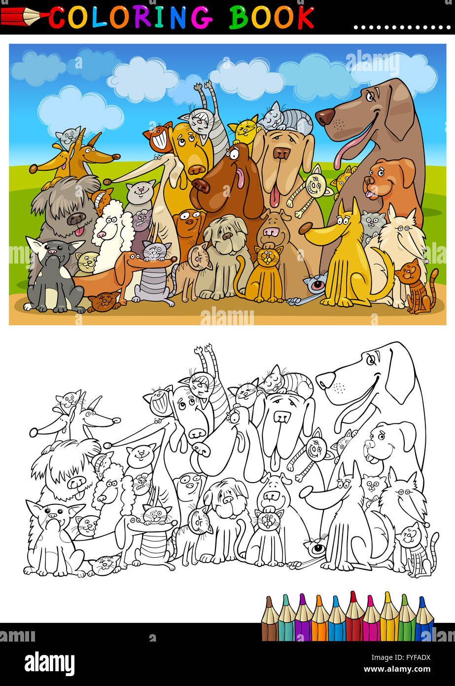 Cartoon Dogs for Coloring Book or Page Stock Photo - Alamy