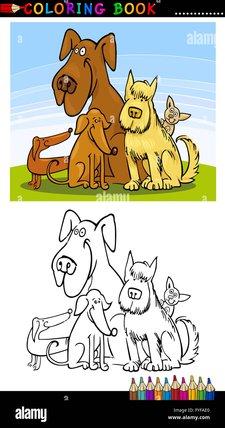 Cartoon Dogs for Coloring Book or Page Stock Photo - Alamy