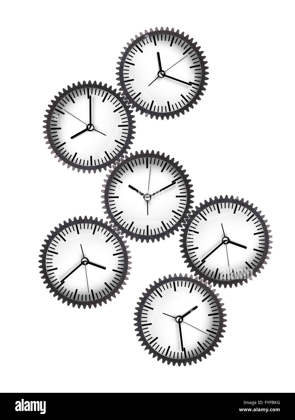 An analogue clock set against a white background Stock Photo
