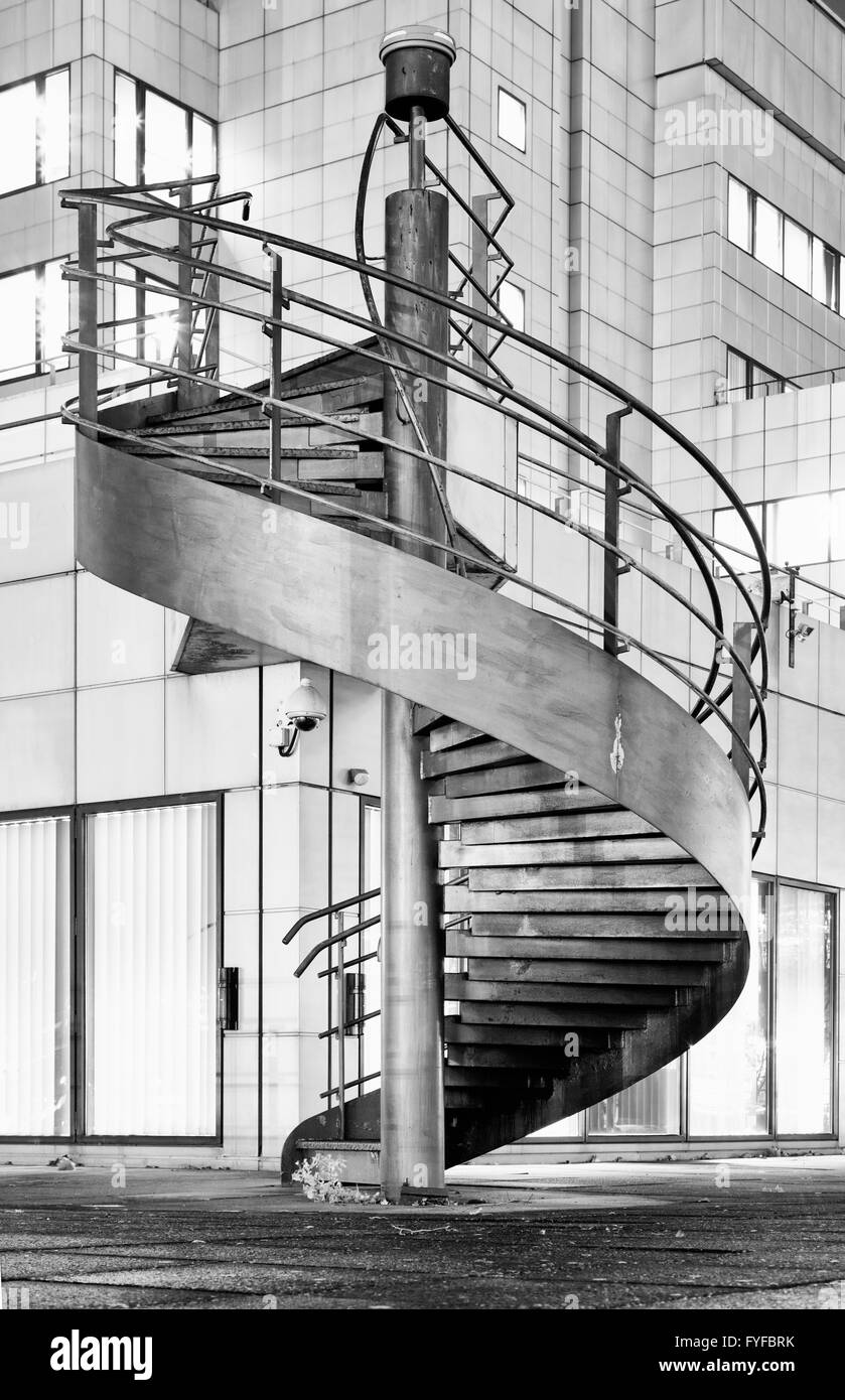 Steel Spiral staircase Stock Photo