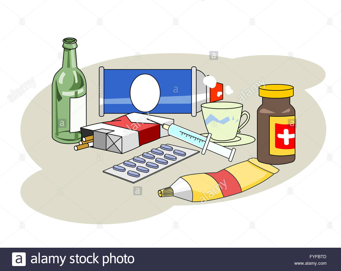 Alcohol Addiction Illustration Stock Photos & Alcohol Addiction