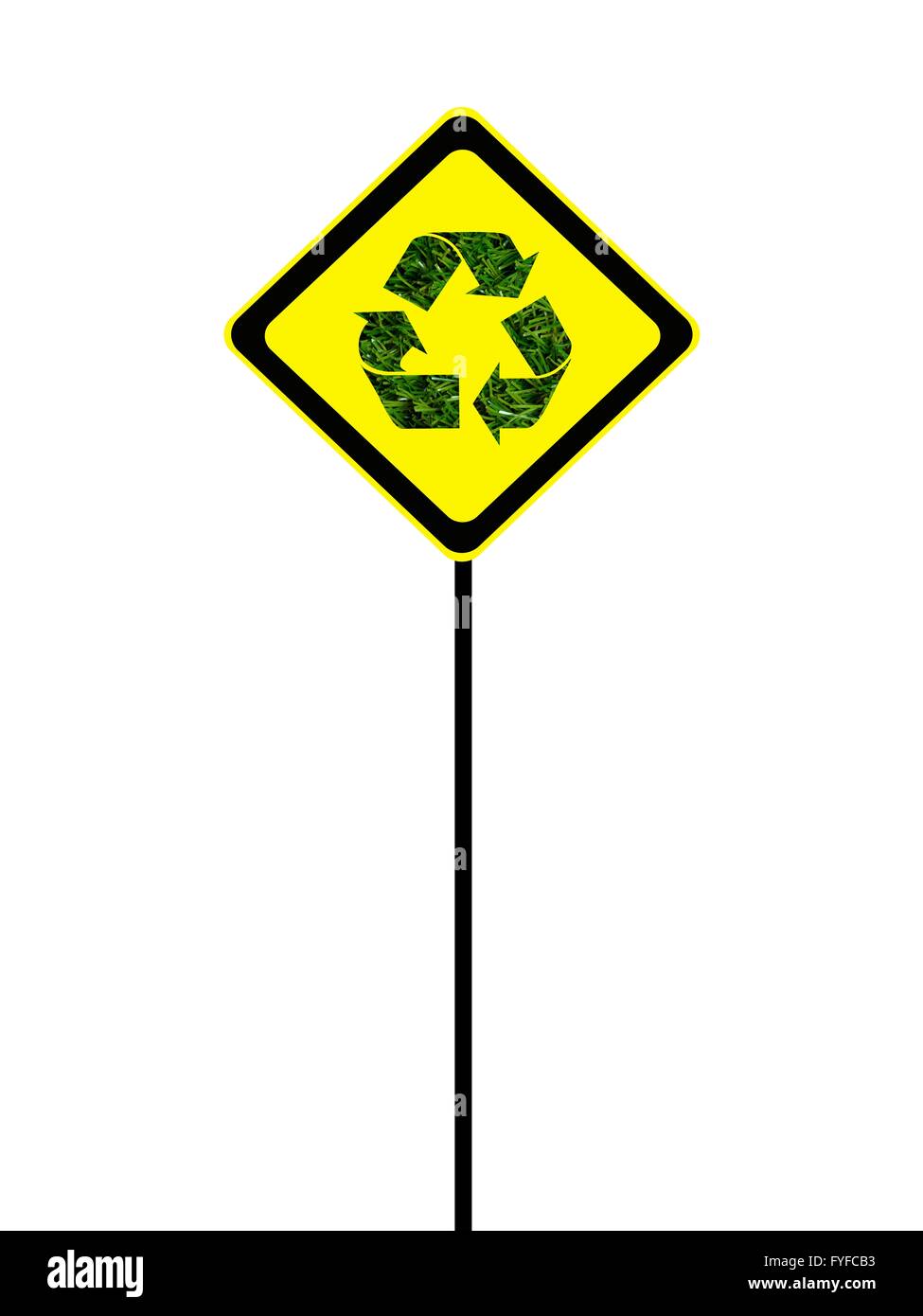 A road sign isolated against a white background Stock Photo