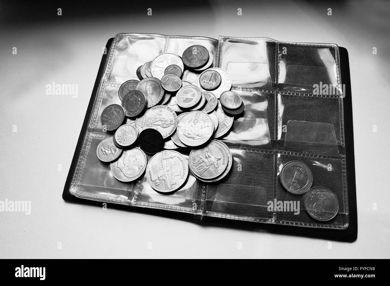 Silver yen coins Black and White Stock Photos & Images - Alamy